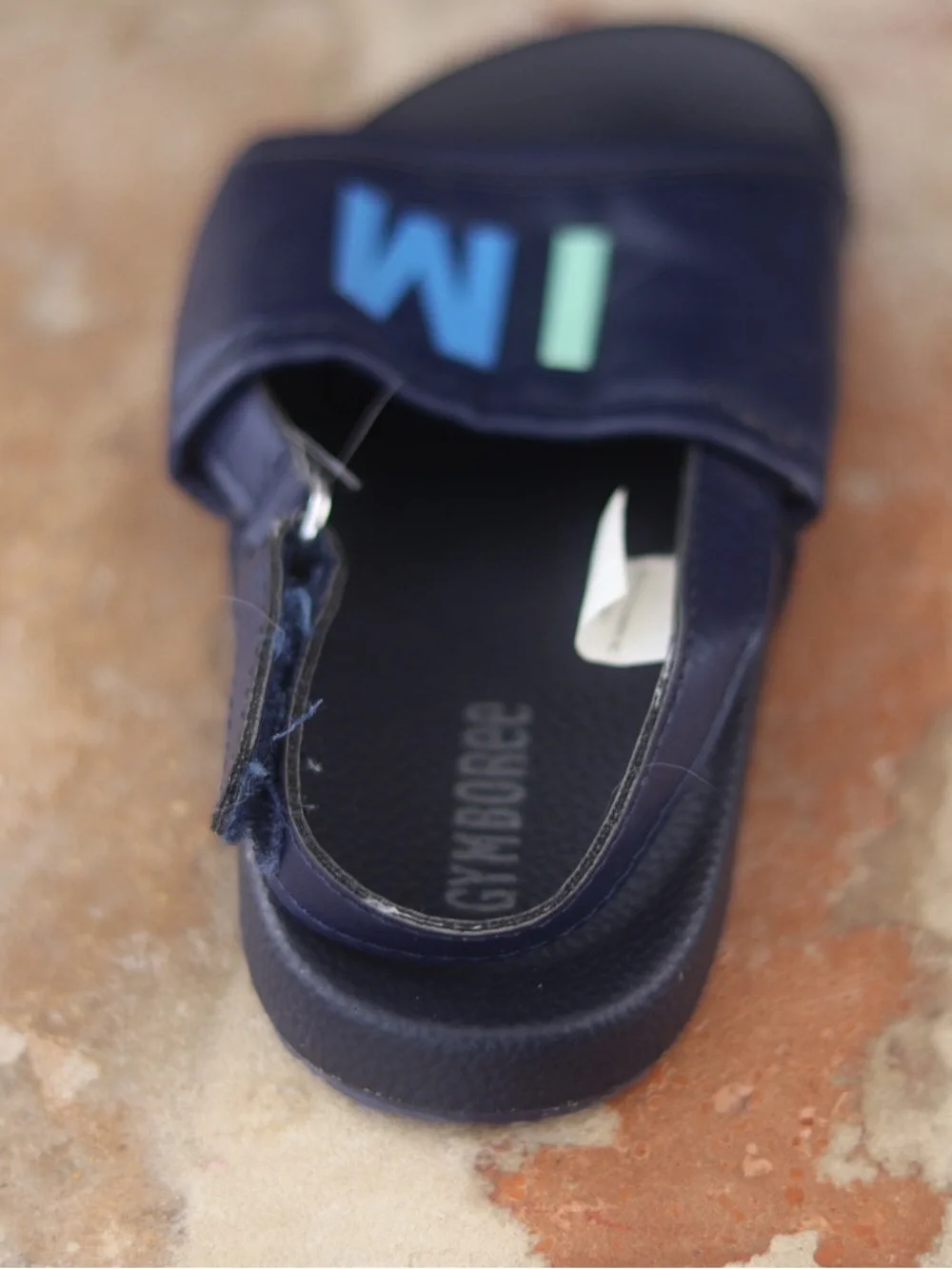 Gymboree Navy Slide Sandals with Colorful Lettering